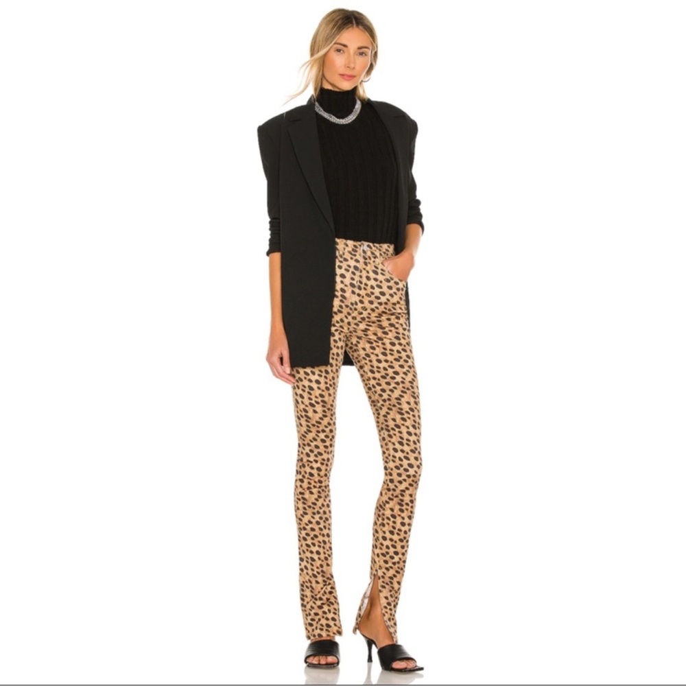 WeWoreWhat Stiletto Split Hem Leopard Cheetah Print Jeans Size 25